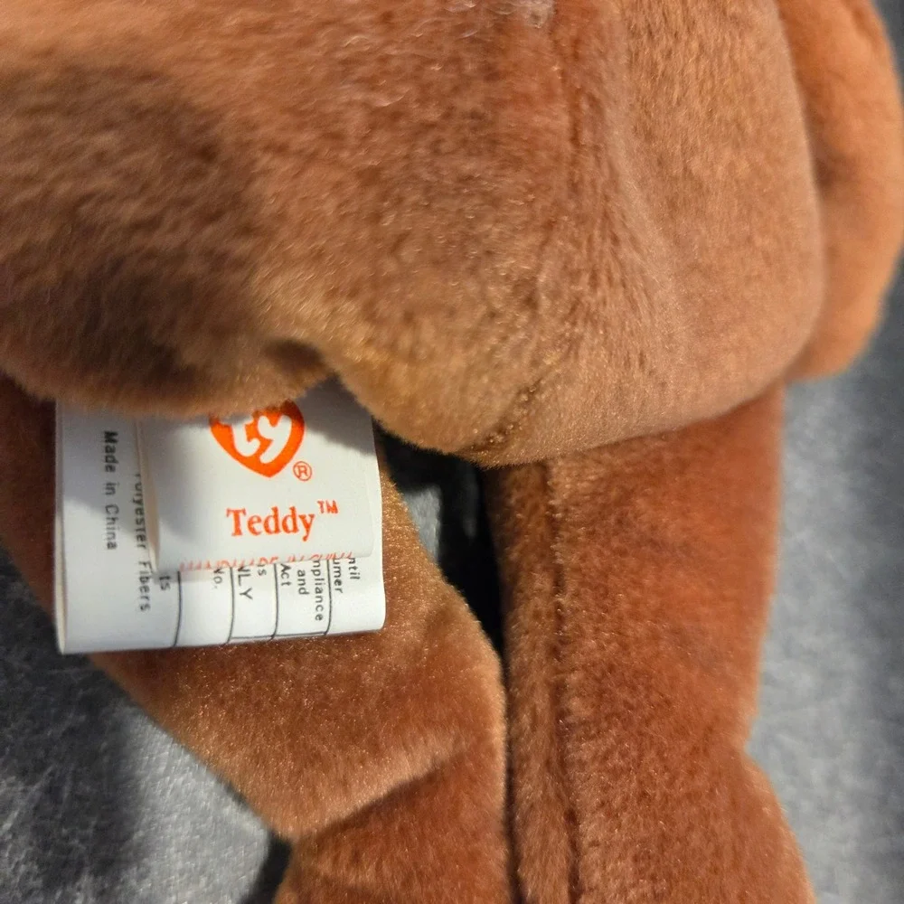 1993 Ty Beanie Baby Teddy PVC‎ Pellets Brown Bear Brown Excellent Vintage